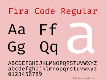 Fira Code Regular Version 1.205;PS 001.205;hotconv 1.0.88;makeotf.lib2.5.64775图片样张