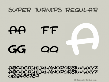 Super Turnips Version 1.00 April 30, 2018, initial release Font Sample