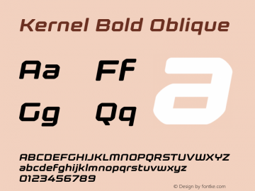 Kernel Bold Oblique Version 1.000 Font Sample