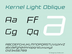 Kernel Light Oblique Version 1.000 Font Sample