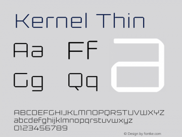 Kernel Thin Version 1.000 Font Sample