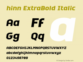 hinn ExtraBold Italic Version 1.000图片样张