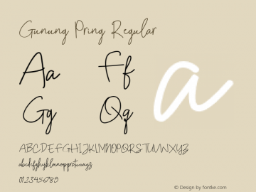 Gunung Pring Version 0.1 Font Sample