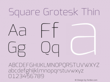Square Grotesk Thin Version 1.00 Font Sample