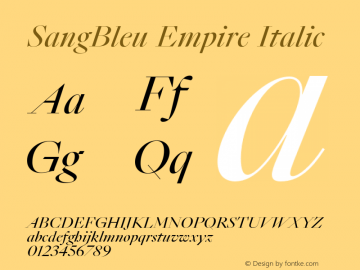 SangBleuEmpire-Italic Version 2.500 Font Sample