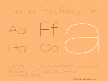 Neue Plak Wide UltraLight Version 1.00 Font Sample