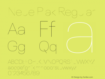 Neue Plak UltraLight Version 1.00 Font Sample