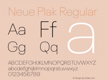 Neue Plak Thin Version 1.00 Font Sample