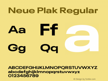 Neue Plak Wide Bold Version 1.00 Font Sample