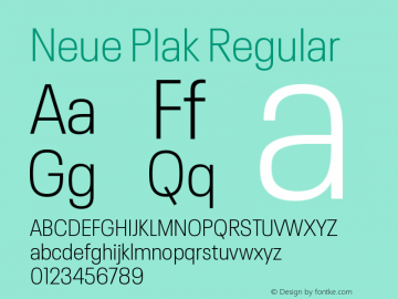 Neue Plak Narrow Light Version 1.00 Font Sample