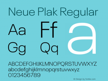 Neue PlakLight Version 1.00 Font Sample