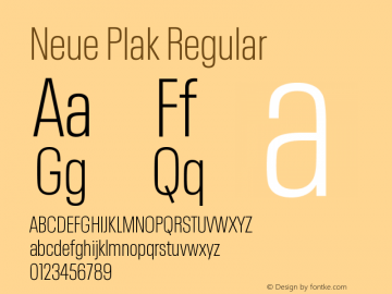 Neue Plak Condensed Light Version 1.00 Font Sample