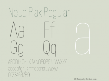 Neue Plak Cond UltLight Version 1.00 Font Sample