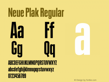 Neue Plak Compressed Bold Version 1.00 Font Sample