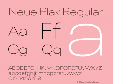 Neue Plak Extended Thin Version 1.00 Font Sample