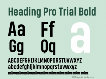Heading Pro Trial Bold Version 1.001 Font Sample