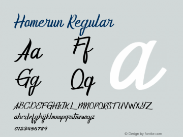 Homerun Regular  Font Sample