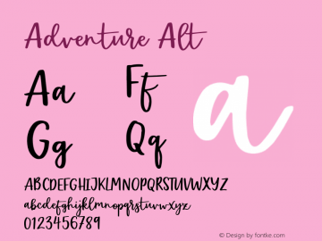 Adventure Alt Version 1.000;PS 001.000;hotconv 1.0.88;makeotf.lib2.5.64775 Font Sample