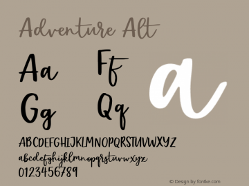 Adventure Alt Version 1.000 Font Sample