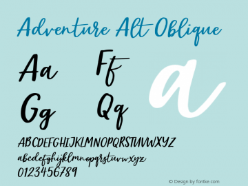 Adventure Alt Oblique Version 1.000;PS 001.000;hotconv 1.0.88;makeotf.lib2.5.64775 Font Sample