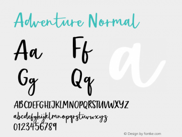 Adventure Normal Version 1.000 Font Sample