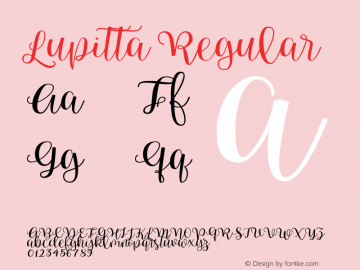 Lupitta Regular Version 1.000 Font Sample
