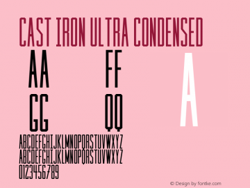 Cast Iron Ultra Condensed Version 1.000;PS 001.000;hotconv 1.0.88;makeotf.lib2.5.64775 Font Sample