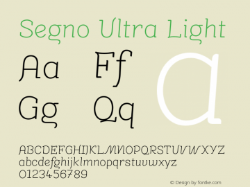 Segno-UltraLight Version 2.000 Font Sample