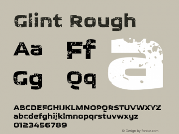 Glint-Rough Version 1.000 2018 initial release Font Sample