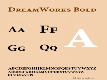 DreamWorks Bold Version 2.015;May 6, 2018;FontCreator 11.5.0.2421 32-bit Font Sample