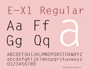 E-X1 Regular 1995;1.00 Font Sample