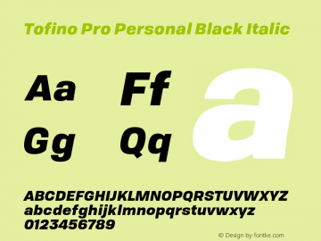 Tofino Pro Personal Black Italic Version 3.000;PS 003.000;hotconv 1.0.88;makeotf.lib2.5.64775图片样张