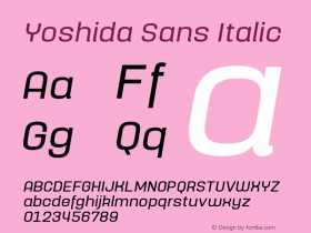 Yoshida Sans Italic Version 1.0 | wf-rip DC20180410图片样张