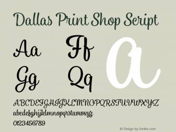 Dallas Print Shop Script Version 1.000;PS 001.000;hotconv 1.0.88;makeotf.lib2.5.64775图片样张