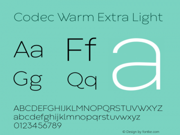 Codec Warm Extra Light 1.000 Font Sample