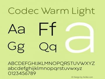 Codec Warm Light 1.000 Font Sample