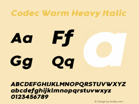 Codec Warm Heavy Italic 1.000 Font Sample