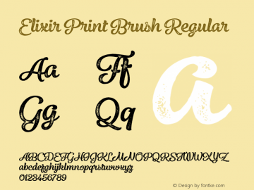 Elixir Print Brush Regular Version 1.000 Font Sample