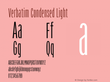 Verbatim Condensed Light Version 1.0 | wf-rip DC20180505 Font Sample