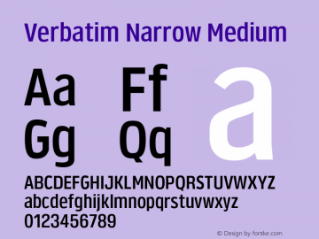 Verbatim Narrow Medium Version 1.0 | wf-rip DC20180505 Font Sample