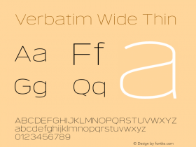 Verbatim Wide Thin Version 1.0 | wf-rip DC20180505 Font Sample