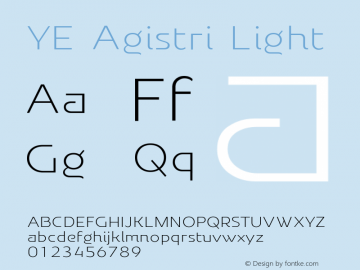YE Agistri Light Version 1.000;PS 001.000;hotconv 1.0.88;makeotf.lib2.5.64775 Font Sample
