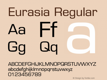 Eurasia Regular Version 1.0 20-10-2002 Font Sample