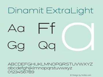 Dinamit ExtraLight Version 1.0 | wf-rip DC20161225 Font Sample