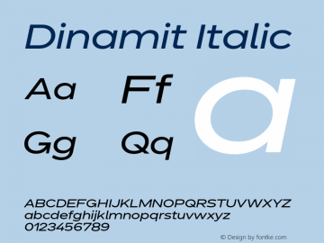 Dinamit Italic Version 1.0 | wf-rip DC20161225 Font Sample