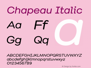 Chapeau-Italic Version 2.002 Font Sample
