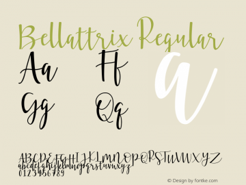 Bellattrix Version 1.00;April 26, 2018;FontCreator 11.5.0.2422 64-bit图片样张