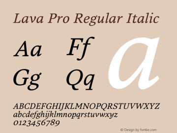 LavaPro-RegIta Version 001.000 Font Sample