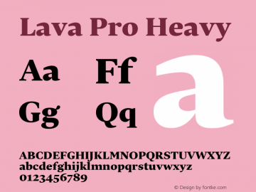 LavaPro-Hea Version 001.000 Font Sample