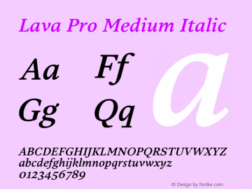 LavaPro-MedIta Version 001.000 Font Sample